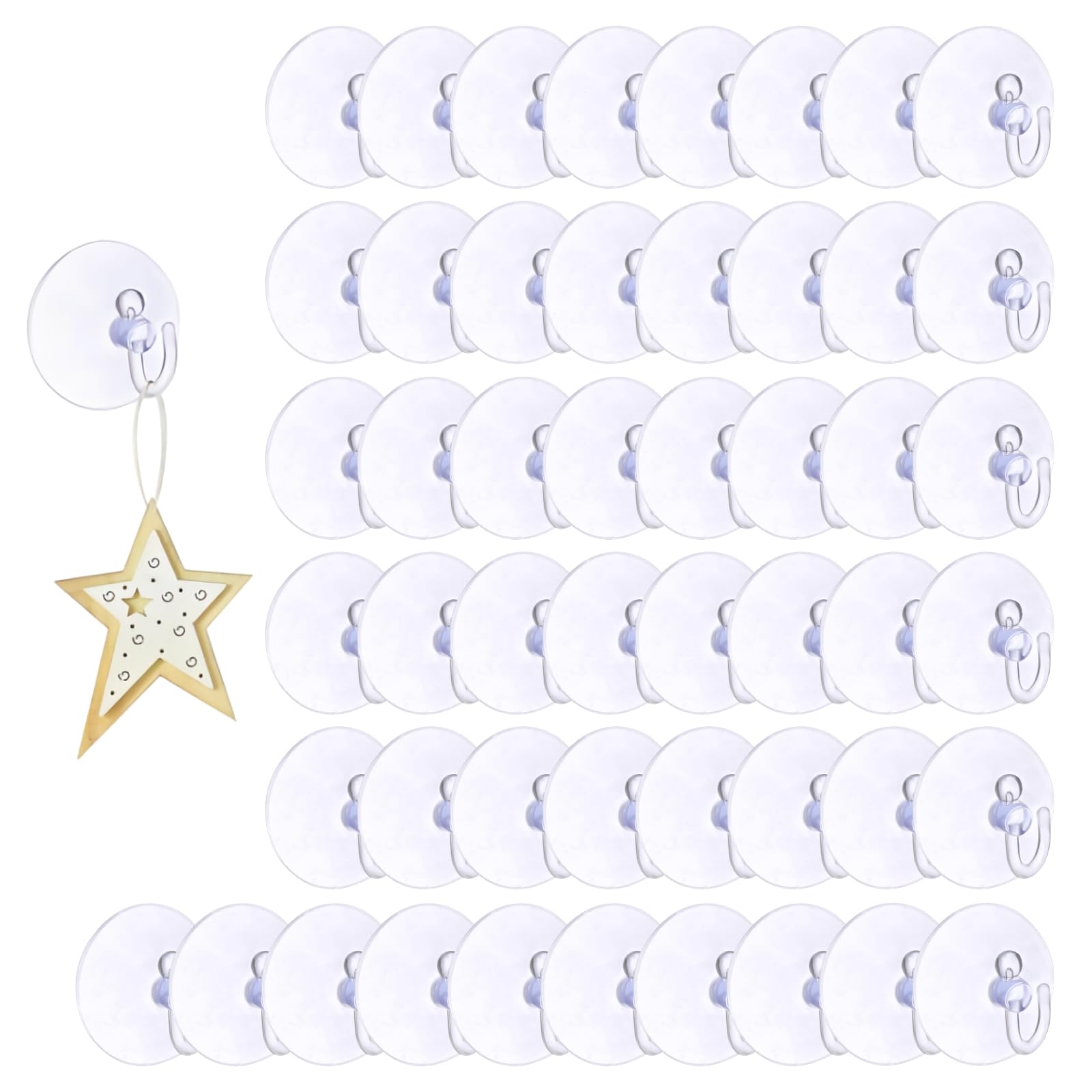 HhBdy Suction Hooks Clear 50 Pcs Reusable Duty 2Kg Vacuum Suction Cup Hooks Window Suckers for Bathroom Kitchen Window Bags Coats Xmas Wreath