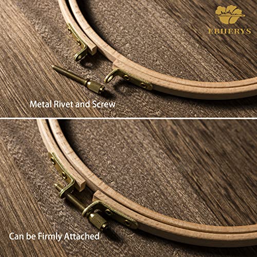 Image of Ebherys 4PCS a Set Beech Wood Embroidery Hoops Set by 6 Inch to 9 Inch Circle Round Hand Embroidery Hoops for DIY Hand Emboridery Kits, Cross Stitch Hoops (6-9 Inches)
