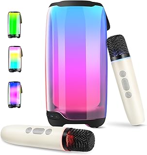 Karaoke Machine for Kids & Adult,Portable Bluetooth Karaoke Machine with Wireless Microphone,3600mAH Rechargeable karaoke Machine with LED Light/TWS/AUX for Home Karaoke Birthday Party