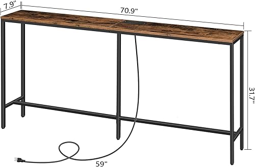Miniatura 3 de Paquete de mesa consola y taburetes de bar, mesa de entrada industrial, juego de 2 sillas redondas de bar CTHR18E01Z1-BAHR0201Z