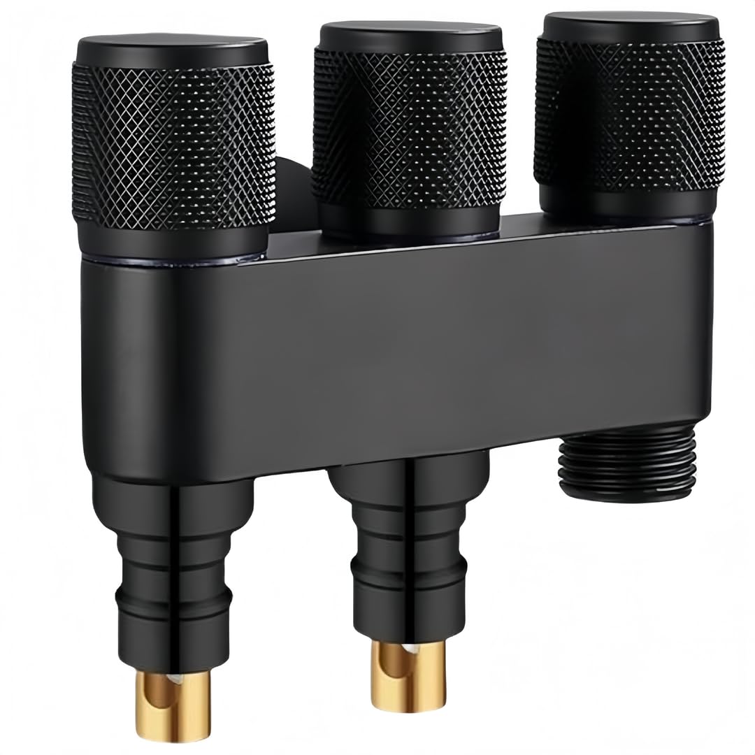 Llave De Paso Cisterna Wc Una De Cada Tres Válvulas Angulares De Cobre G1/2 De Doble Salida Para Inodoro Desviador De Lavadora Grifo Negro G1/2+ Para Lavadora Doble