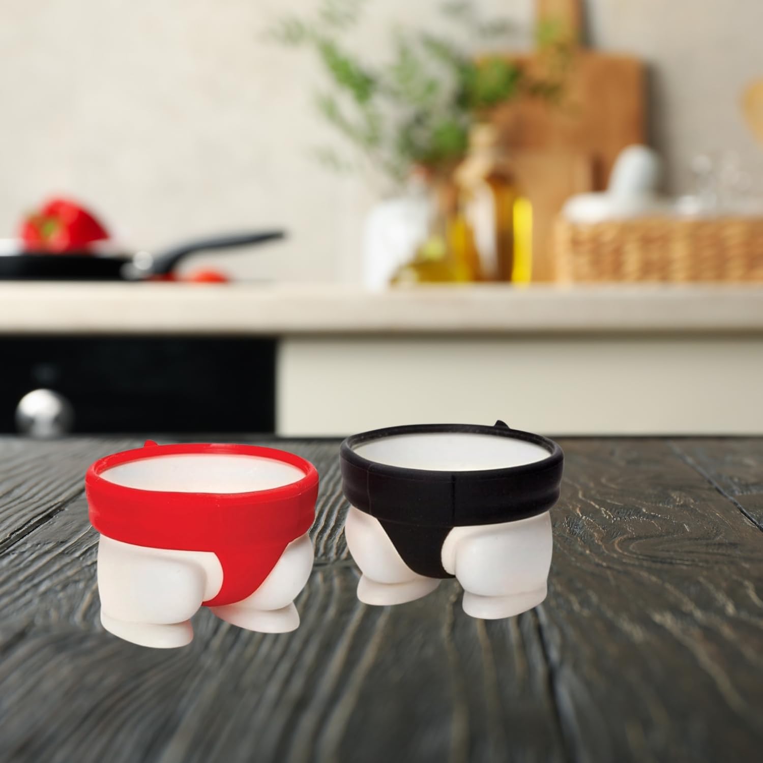TASKHOUSE Egg Cup Holders Sumo Design Soft & Hard Boiled Egg Holders for Breakfast (Set of 2) 2