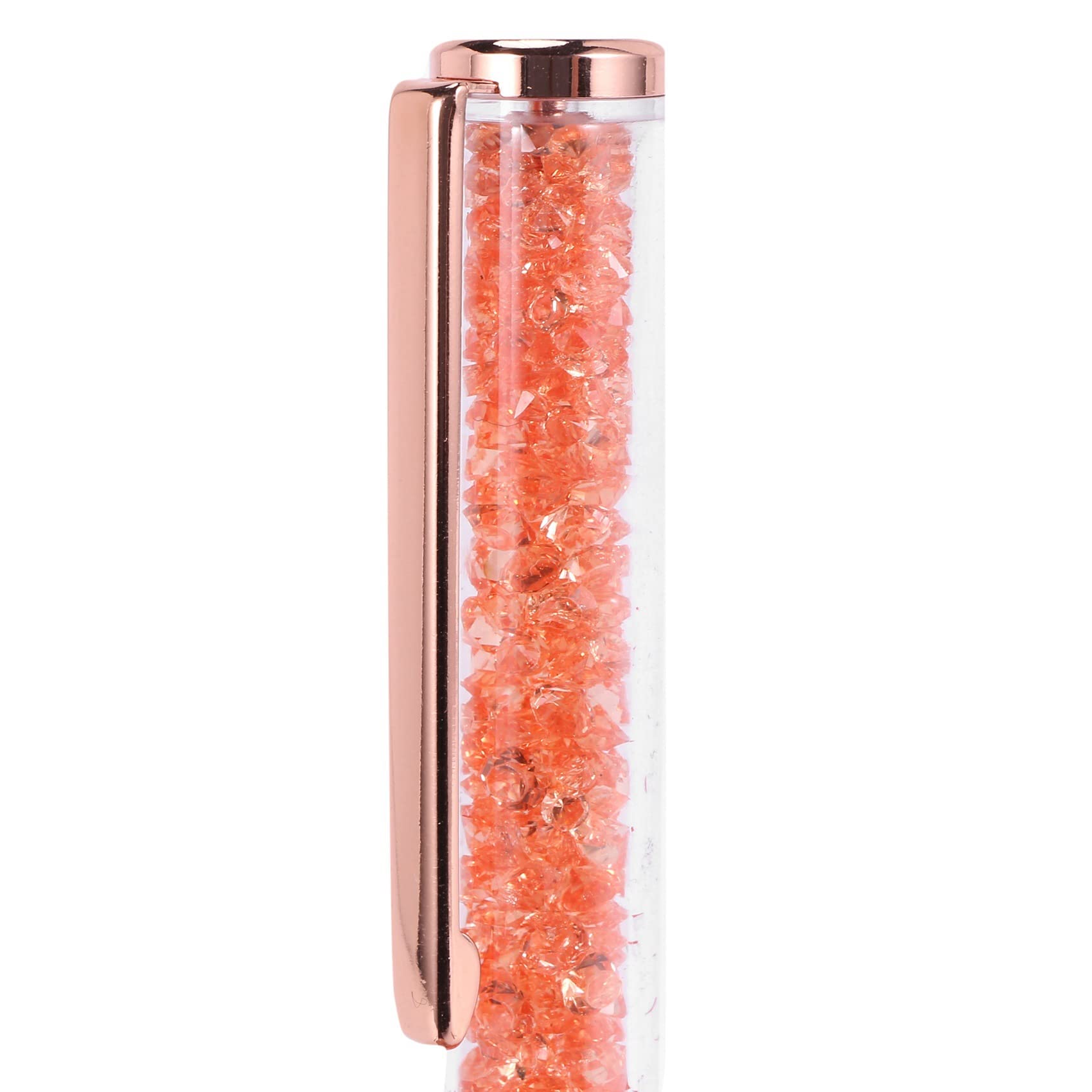 Penna a sfera in oro rosa con cristalli, inchiostro nero, con 18 mine aggiuntive (oro rosa, 18 pezzi)
