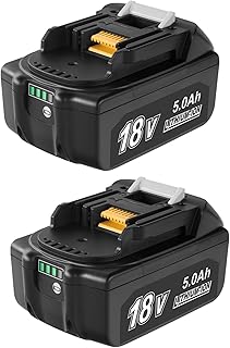 VOLT1799 2Pack 5.0Ah BL1850B Li-ion Battery for Makita 18v Battery BL1850 BL1860 BL1860B BL1850B BL1840 BL1840B BL1830 BL1830B BL1815 BL1835 with LED Indicator + three brushes