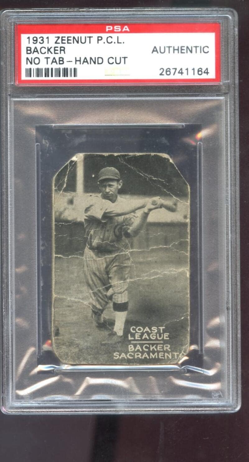 1931 Zeenut Zeenuts Lonny Backer PSA AUTHENTIC Graded Baseball Card Pacific Coast League PCL P.C.L. Sacramento Senators