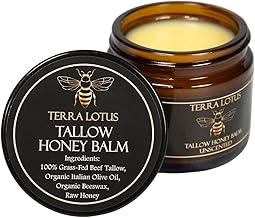 Organic Grass-Fed Beef Tallow Balm with Raw Honey - Moisturizing Cream for Soft, Smooth Skin - Handmade All-Natural Moisturizer (2 Oz, Unscented)