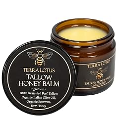 Terra Lotus - Organic Grass-Fed Beef Tallow Balm with Raw Honey - Moisturizing Cream for Soft Smooth Skin
