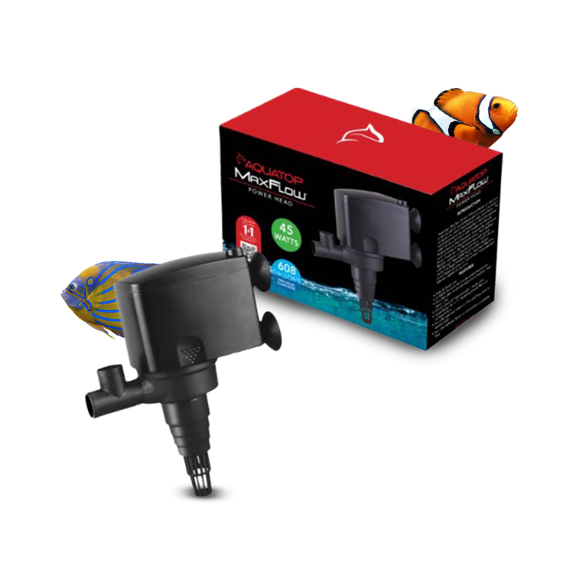 Aquatop MaxFlow Submersible Aquarium Power Head – Ensures Optimal Water Movement for Reef Aquariums, with Air Intake and Adjustable Regulator