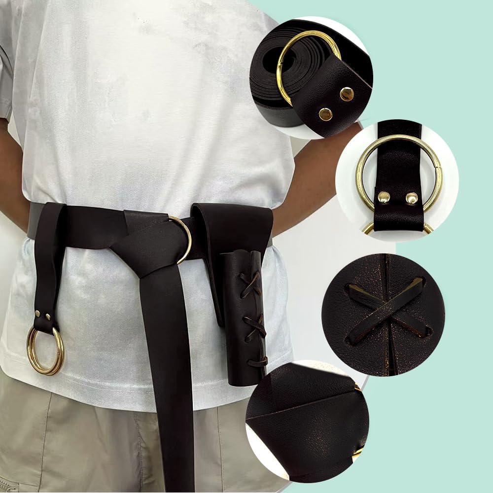 3 Packs Medieval Leather Belt Sword Dagger Frog Renaissance Belt Sword Holster for Halloween Knight Pirate Costume - Image 4