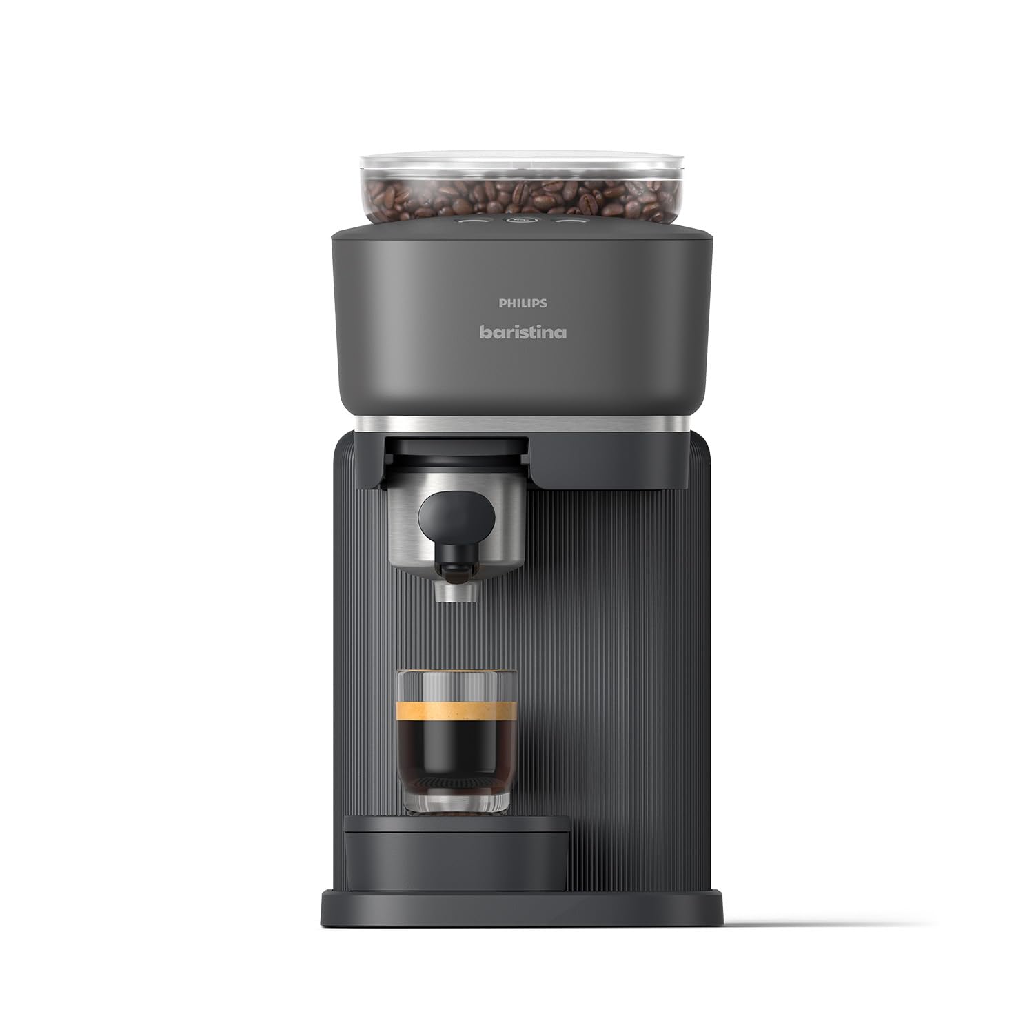 Philips Baristina Espressomaschine BAR300/60, 16-bar-Pumpendruck, automatisches Mahlwerk, kompakt, Schwarzgrau