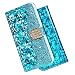 Produktbild Robinsoni Kompatibel mit Huawei P30 Pro Hülle Leder Tasche Klapphülle Handytasche,Bling Glänzend Glitzer Diamant Handy Hüllen Bookstyle Brieftasche Flip Case Schale mit Magnetverschluss,Blau