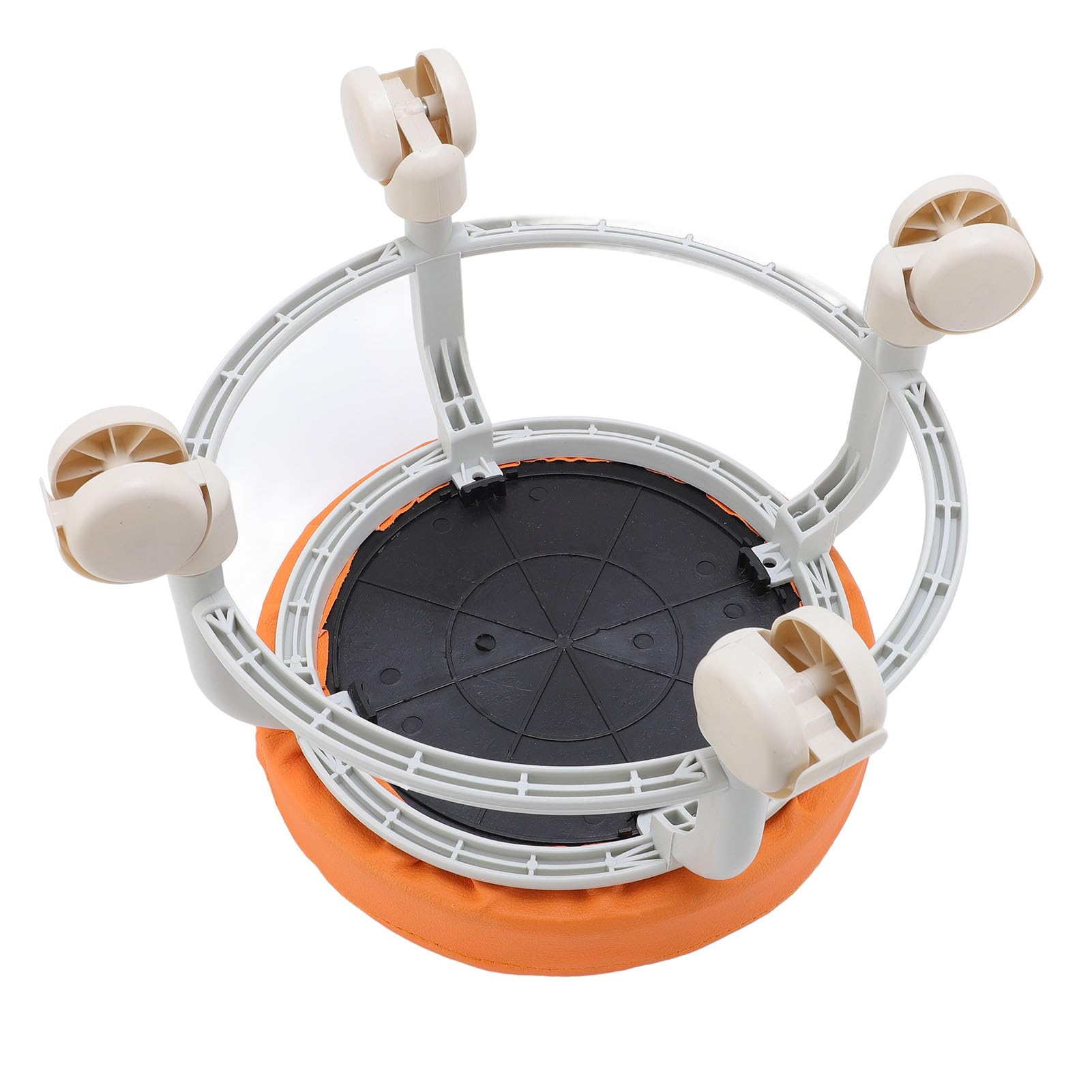 Sgabello Basso con Rotelle, Arancione Rotondo PU Imbottitura Morbida Girevole a 360 Gradi Sgabello Basso con Ruote, Sgabello Garage con Rotelle per Casa Negozio di Garage
