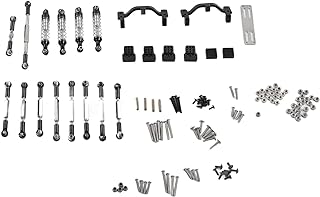 RC Car Spare Parts Kit, Aluminum Alloy RC Car Pull Rod Kit Upgrade Spare Parts Metal Pull Rod Tie Rod Pull Rod Base Compatible for WPL C24 C14 C14K C24K RC Car(Black)