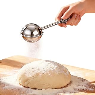 Sourdough Flour Duster for Baking, Powdered Sugar Duster, One-Handed Operation Flour Dusting Wand, 304 Stainless Steel with Spring-Operated Handle, Easy to Use, Perfect for Sourdough Bread
