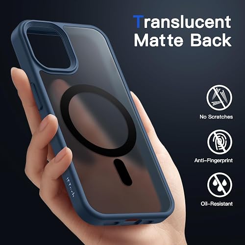 JETech Cover Magnetica Opaca per iPhone 12/12 Pro, Blu Tempesta - 4