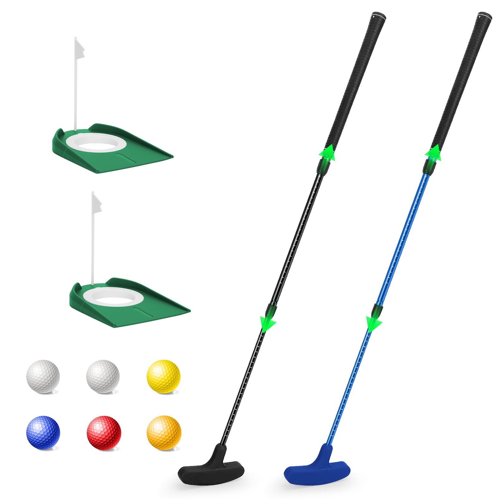 MultiOutools Golf Putters for Men and Women, Adjustable Golf Club Sets with Balls &amp; Flag Cups, Two-Way Mini Putters Training Clubs for Children, Teenagers, Adults