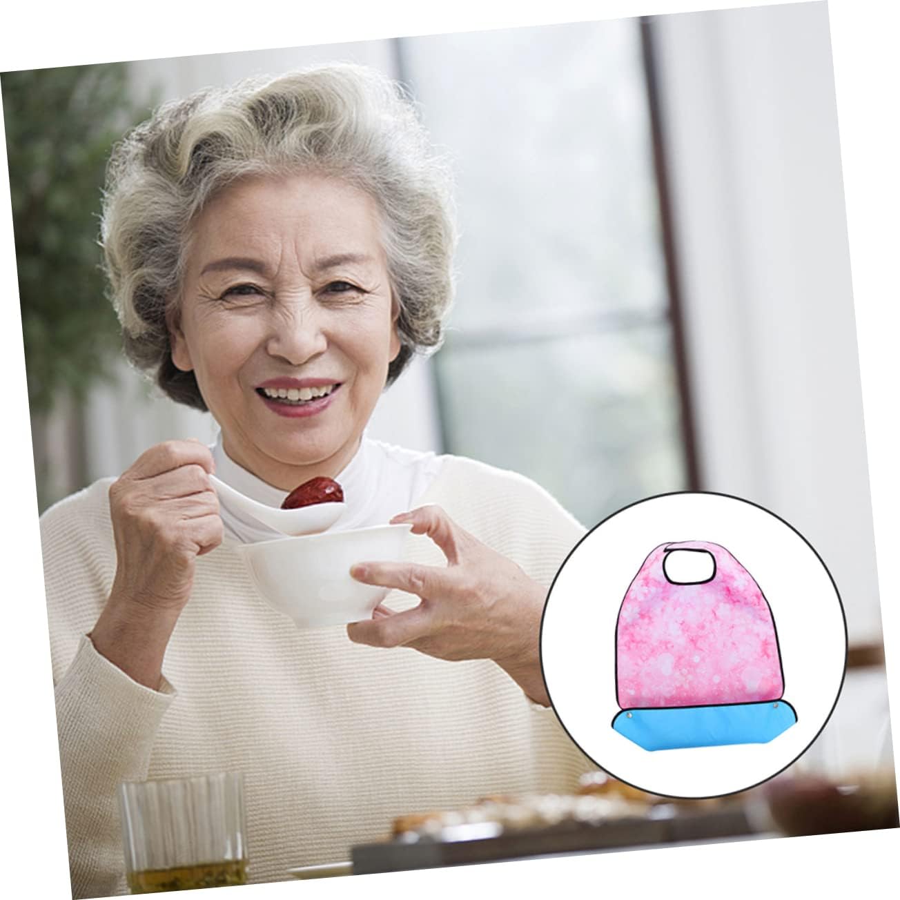 KOMBIUDA 2pcs Adult Bibs for Elderly Men and Women and Washable Clothing Protectors for Dining and Social Events Design for Stain