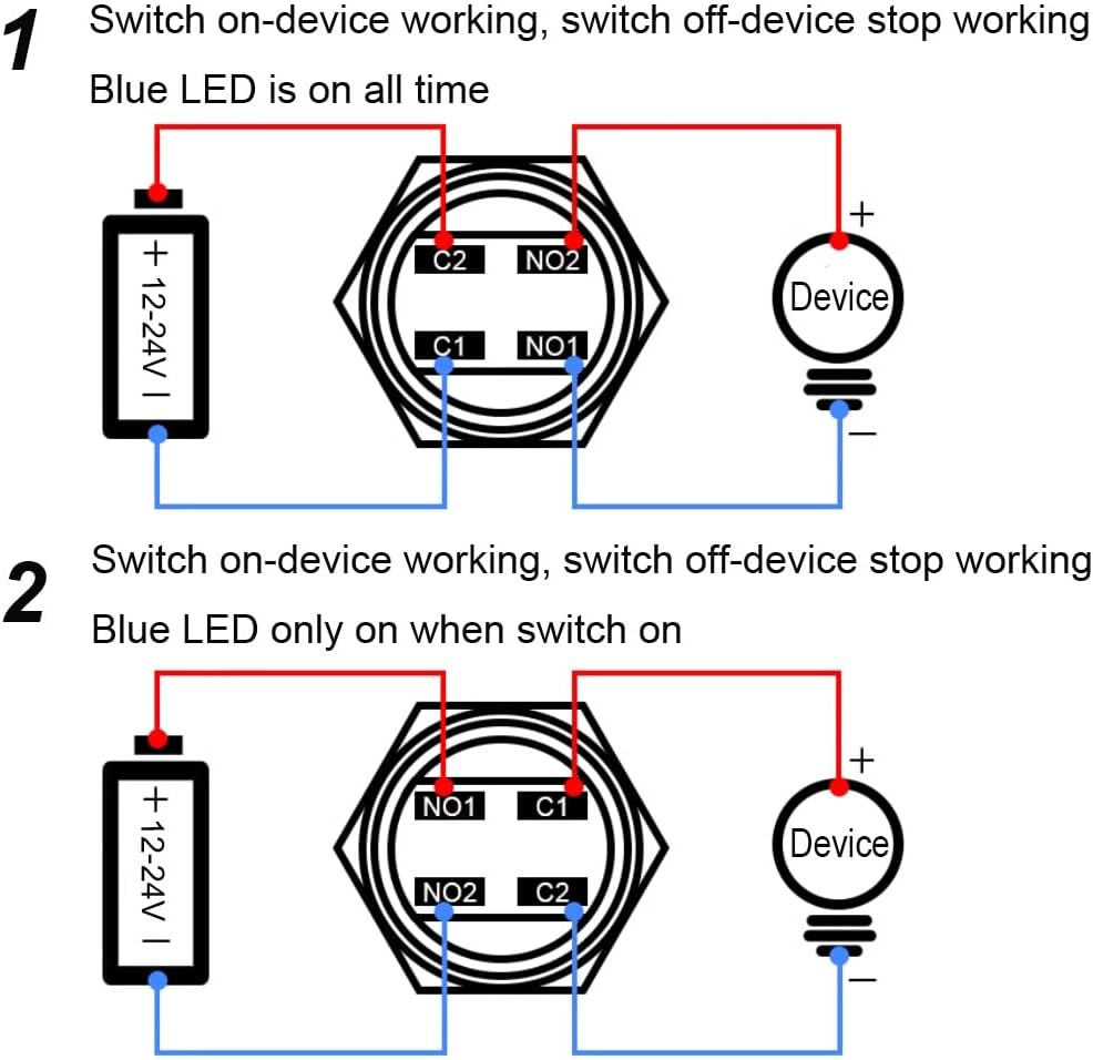 Gebildet Stainless Steel 12-24V/15A Waterproof Round Rocker Switch 22mm Red LED Lighted ON Off 4 Pin Illuminated Toggle Switch
