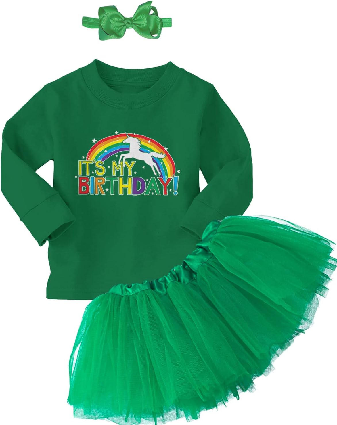 Tcombo It's My Birthday - Unicorn Magical Baby Bodysuit + Tutu Skirt + Bow Headband Set