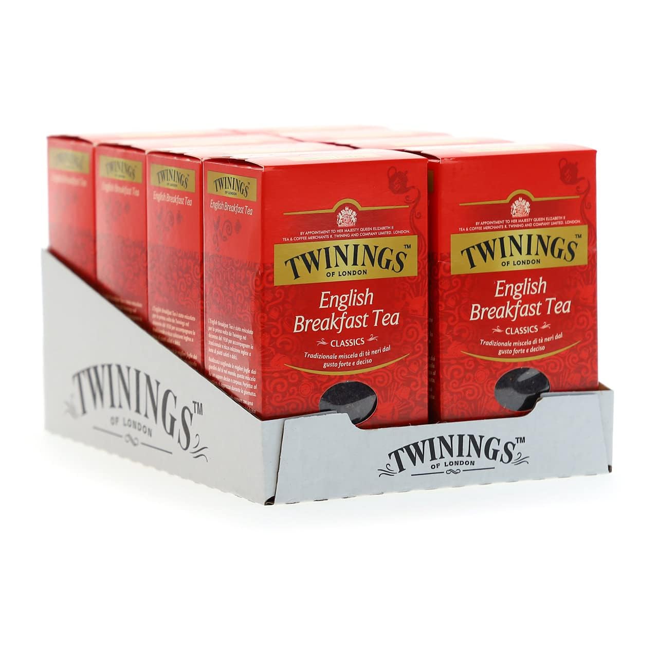 Twinings, English Breakfast Tea Sfuso, Classica Miscela di Tè Neri Selezionati, Gusto Deciso e Corposo, Infusi e Tisane, 8 Confezioni Convenienza da 100g (800g totali)