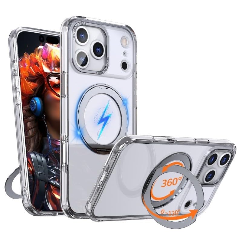 Coque iPhone 16 Pro transparente support metal rigide silicone silicone