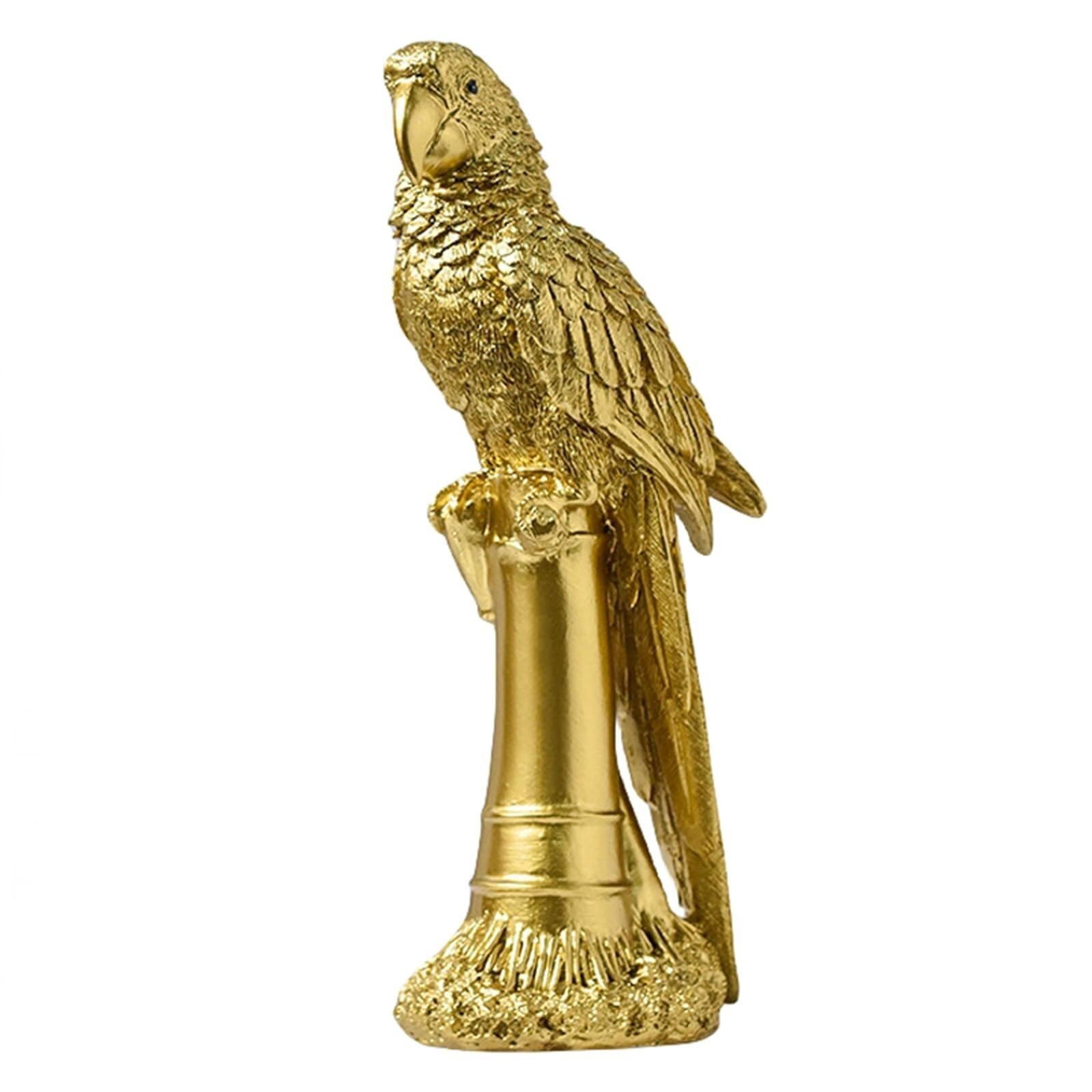 JJJing5 Decor Elegant Parrot Statue Bird Sculpture for Home Decor Animal for Bookshelf Nightstand Accessories(Gold,B)