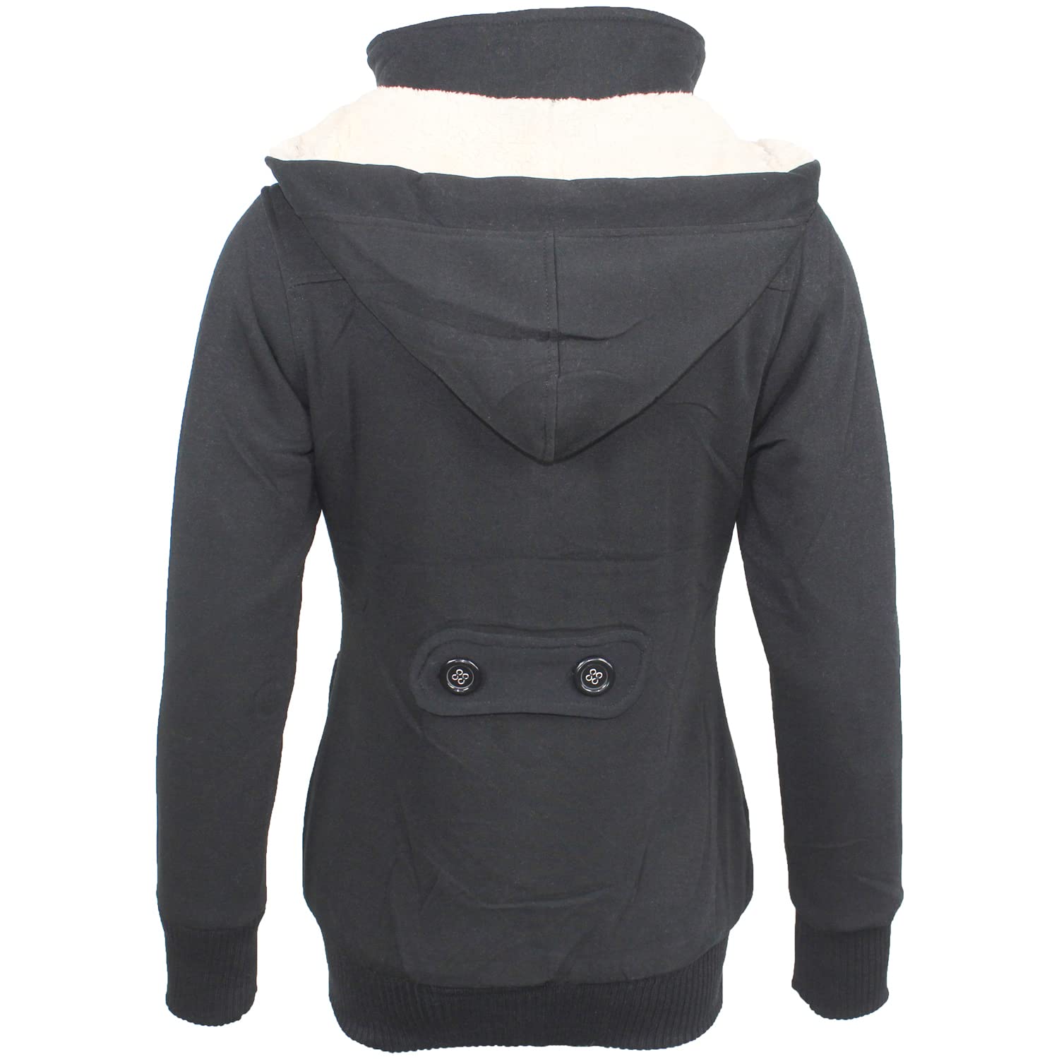 Damen Jacke Mantel Doppelreiher Winterjacke mit Kapuze Dufflejacke Dufflecoat Blazer gefüttert Trenchcoat in Schwarz und Grau