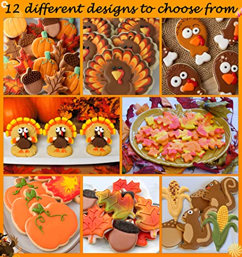 image for Geefuun 12PCS Large Fall Thanksgiving Cookie Cutter Set - Turkey,Pumpk