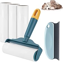 Lint Rollers for Pet Hair, Cat Dog Hair Remover Set Large Lint Roller Pro 240 Sheets/4 Refills + Reusable Carpet Lint Scraper, 6.3inch Lint Remover Extra Sticky Lint Cleaner for Clothes Couch Floor