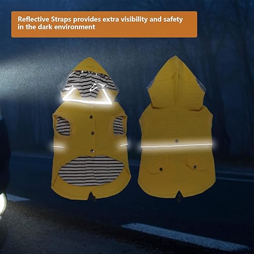 Miniatura 5 de Impermeable para perro, chaqueta impermeable para perro con capucha transparente, poncho ligero reflectante para perros con bolsillo para aperitivos