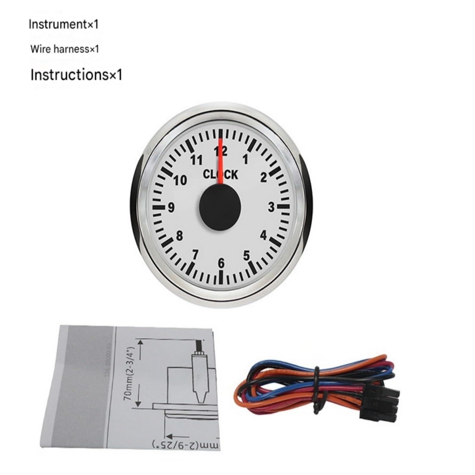 0-12 Stunden Betriebsstundenzähler 2" 52mm Uhrmessgeräte mit roter Hintergrundbeleuchtung Instrumentenanzeige 9-32V Prüfen(A)