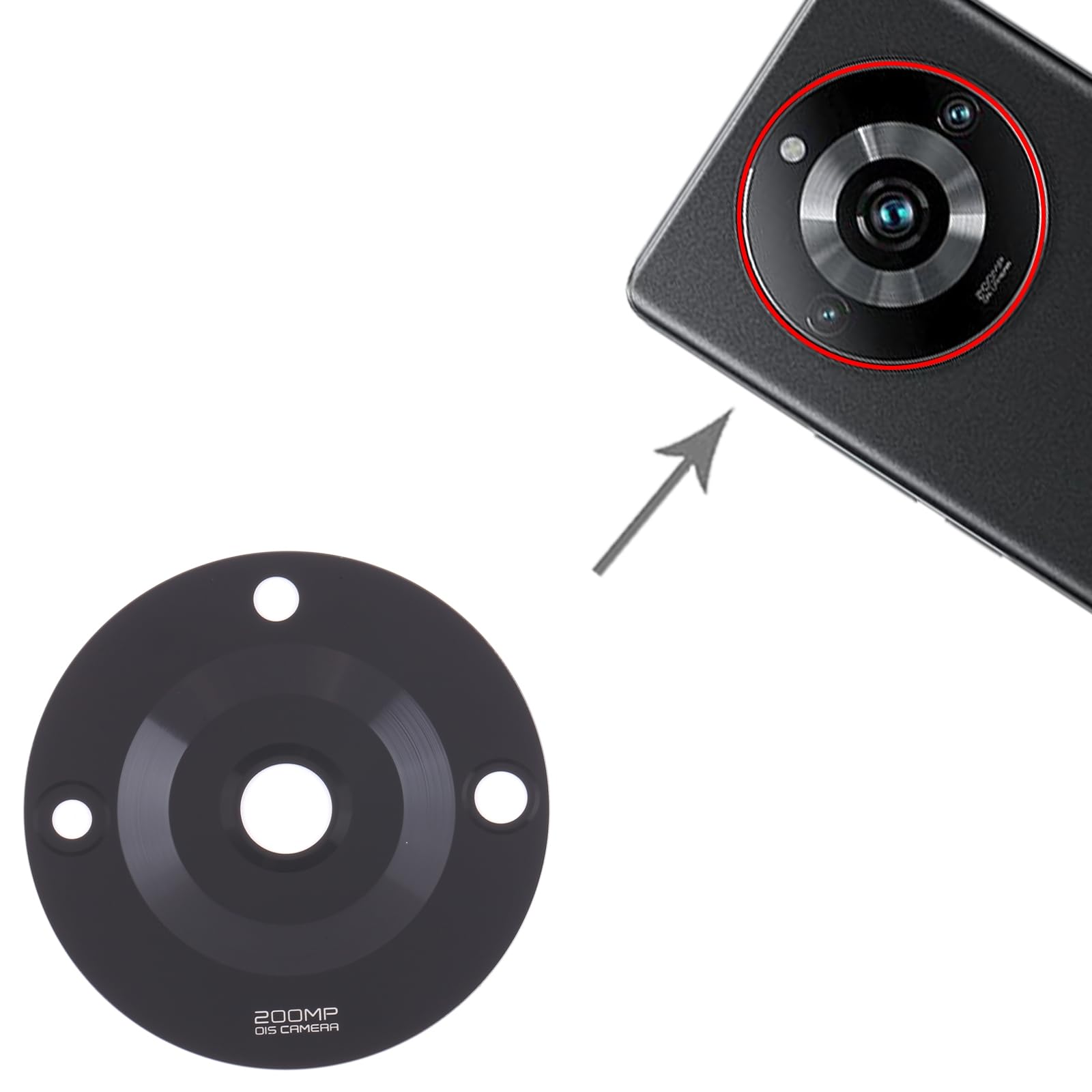 Lente Fotocamera Posteriore Per Realme 10 4G - Vetro Nero, Ricambio Generico