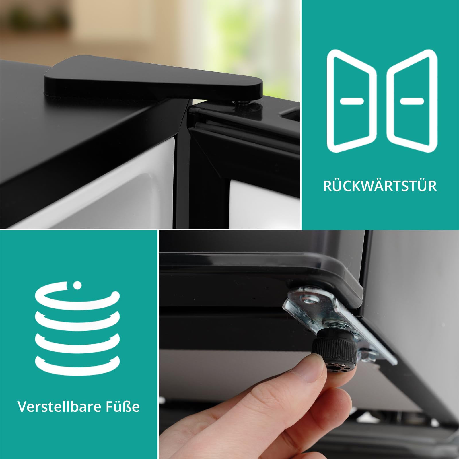 SMETA Mini Kühlschrank 45L, Klein Kühlschrank Leiser, 39dB Getränkekühlschrank 6-Stufen Thermostat 0-10°C, Minibar mit wechselbarem Türanschlag für Zuhause Büro Camping Schlafzimmer, Schwarz