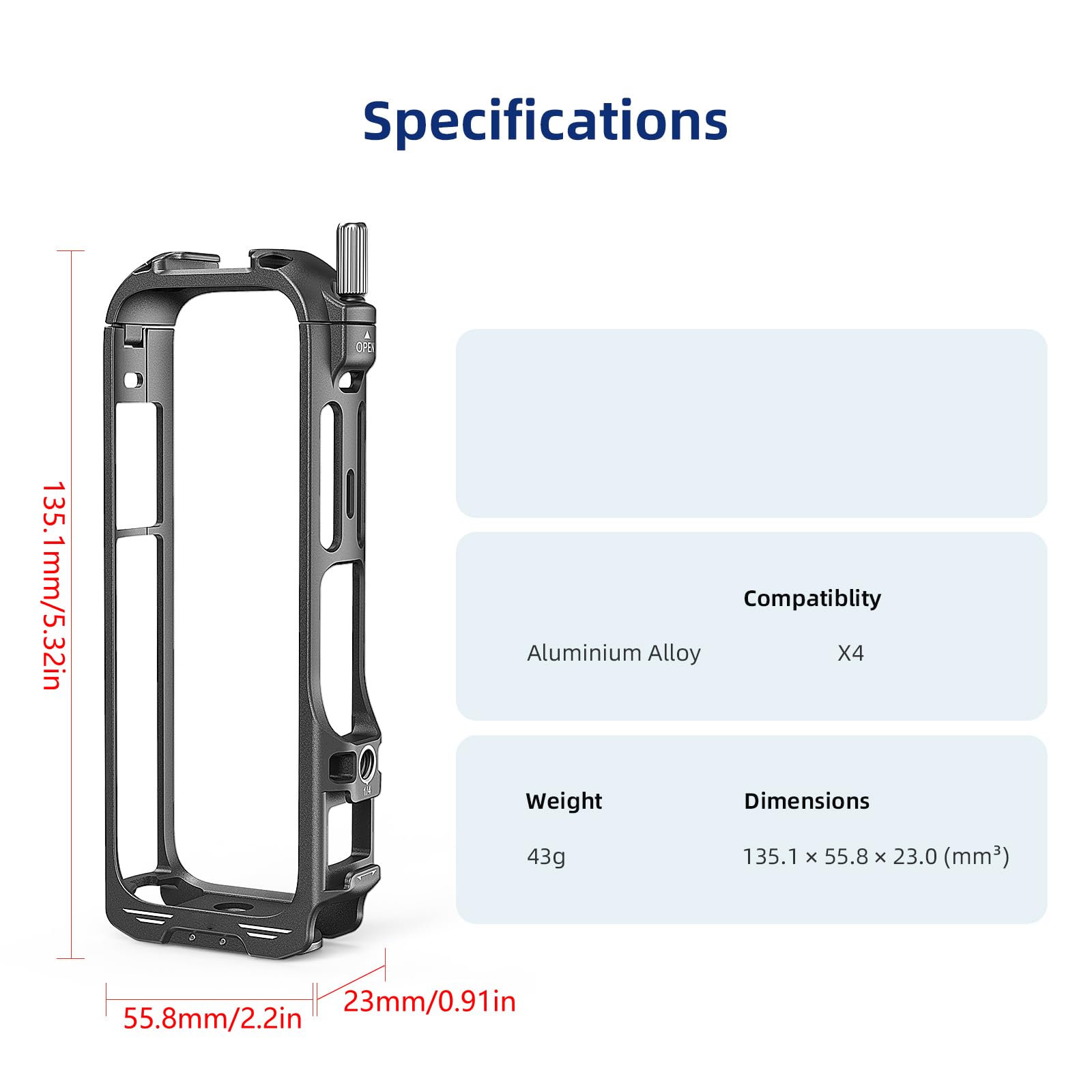 Boîtier de protection en métal pour caméra de sport 360°