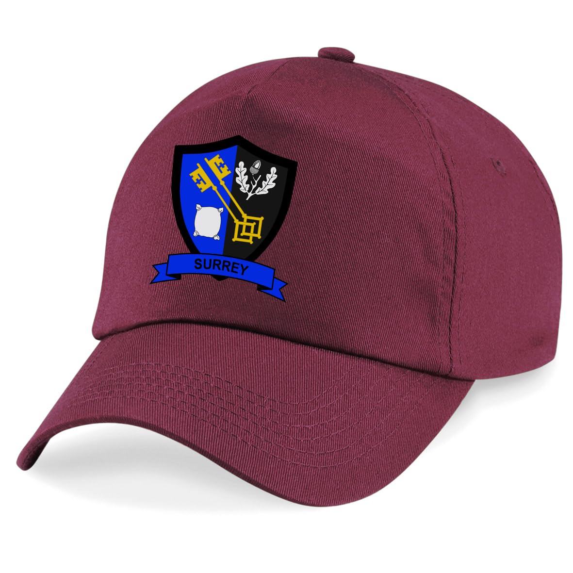 Psave Men's Maroon Surrey County Embroidered Baseball Cap Cricket Sport Your County Embroidery (Maroon)