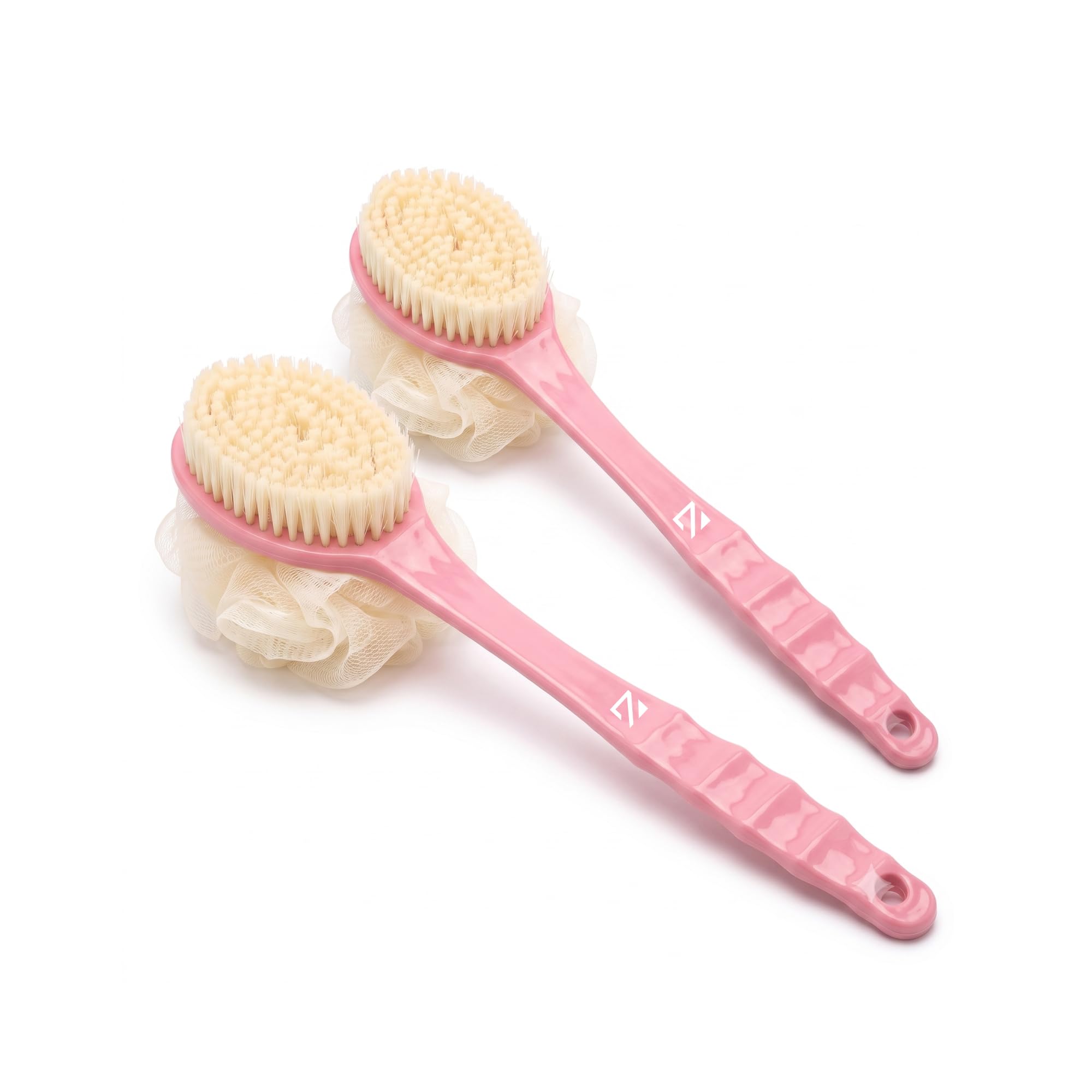 2-in-1 Bath Brush, Loofah & Bristles, Long Handle, Men Women (2) | For Men and Women, Dual-Sided Design, Back Scrubber, Body Exfoliating-image-30