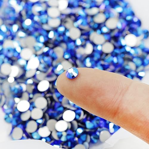 Miniatura 3 de Yantuo Diamantes de imitación AB de cristal azul oscuro no termofijos, 1440 piezas de diamantes de imitación de zafiro ab de 0.157 in con parte