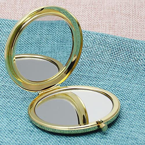 Wooyalin Magnifying Compact Cosmetic Mirror 2.75 Inch Round Pocket Makeup Mirror Handheld Travel Makeup Mirror Portable Mirror Pocket Mirror Gold #TOP3