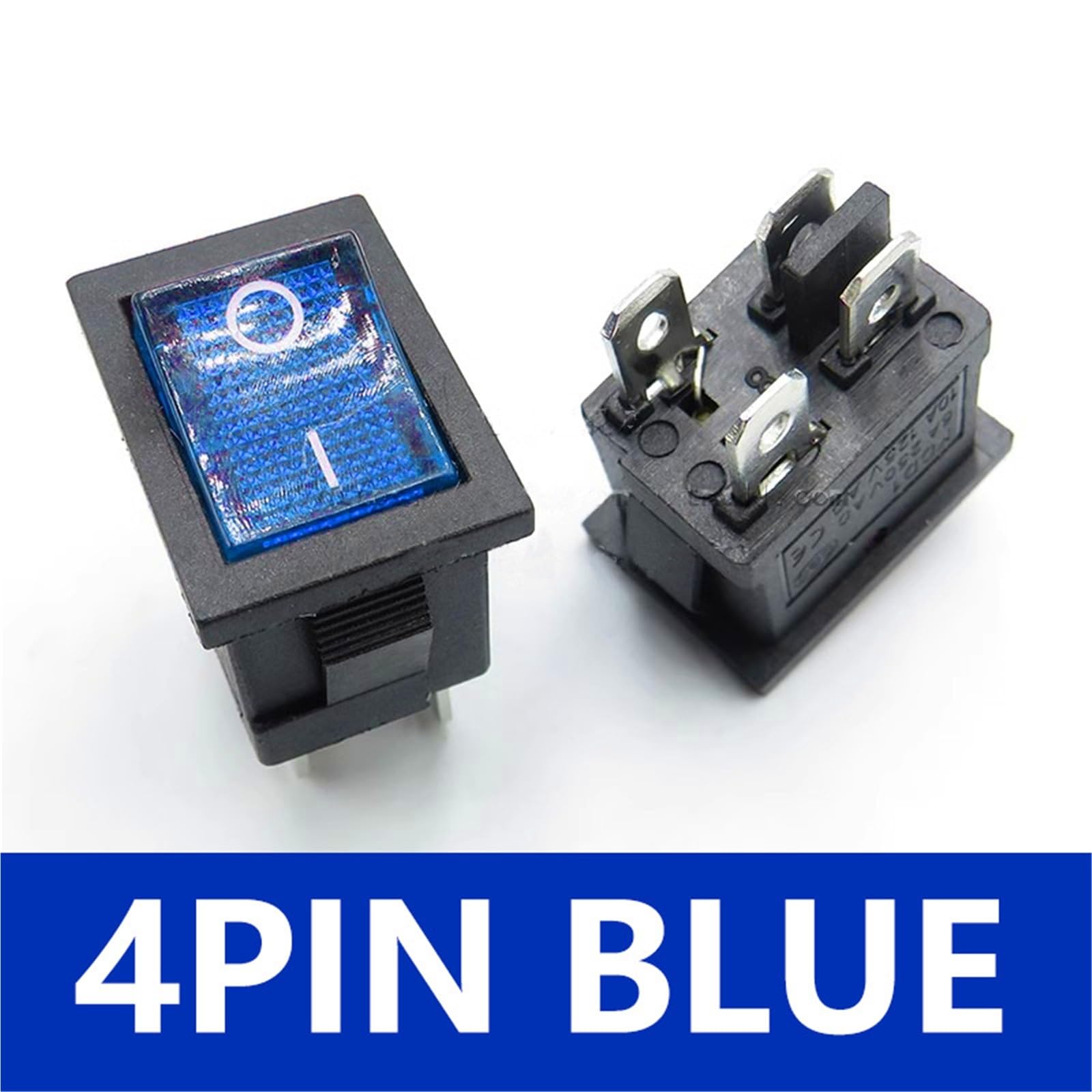 Interruptor basculante KCD1 de 2 y 3 pines for barco o coche, 6 A/10 A, 250 V/125 V CA, botón rojo, verde y azul, 5/20 unidades(4Pin Blue LED,20PCS)