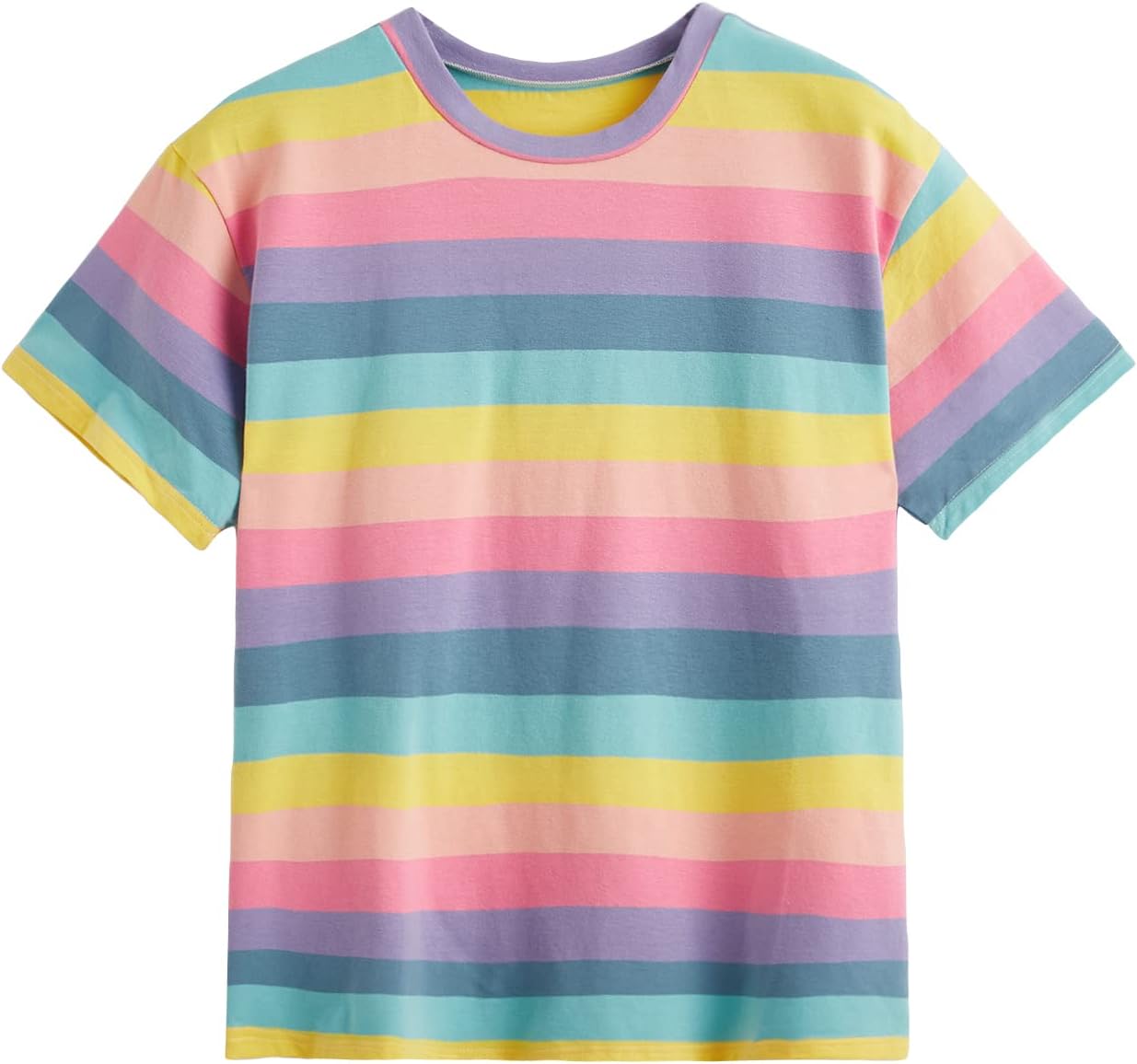 SweatyRocksWomen's Casual Loose Short Sleeve Round Neck Striped Tee Shirt Top
