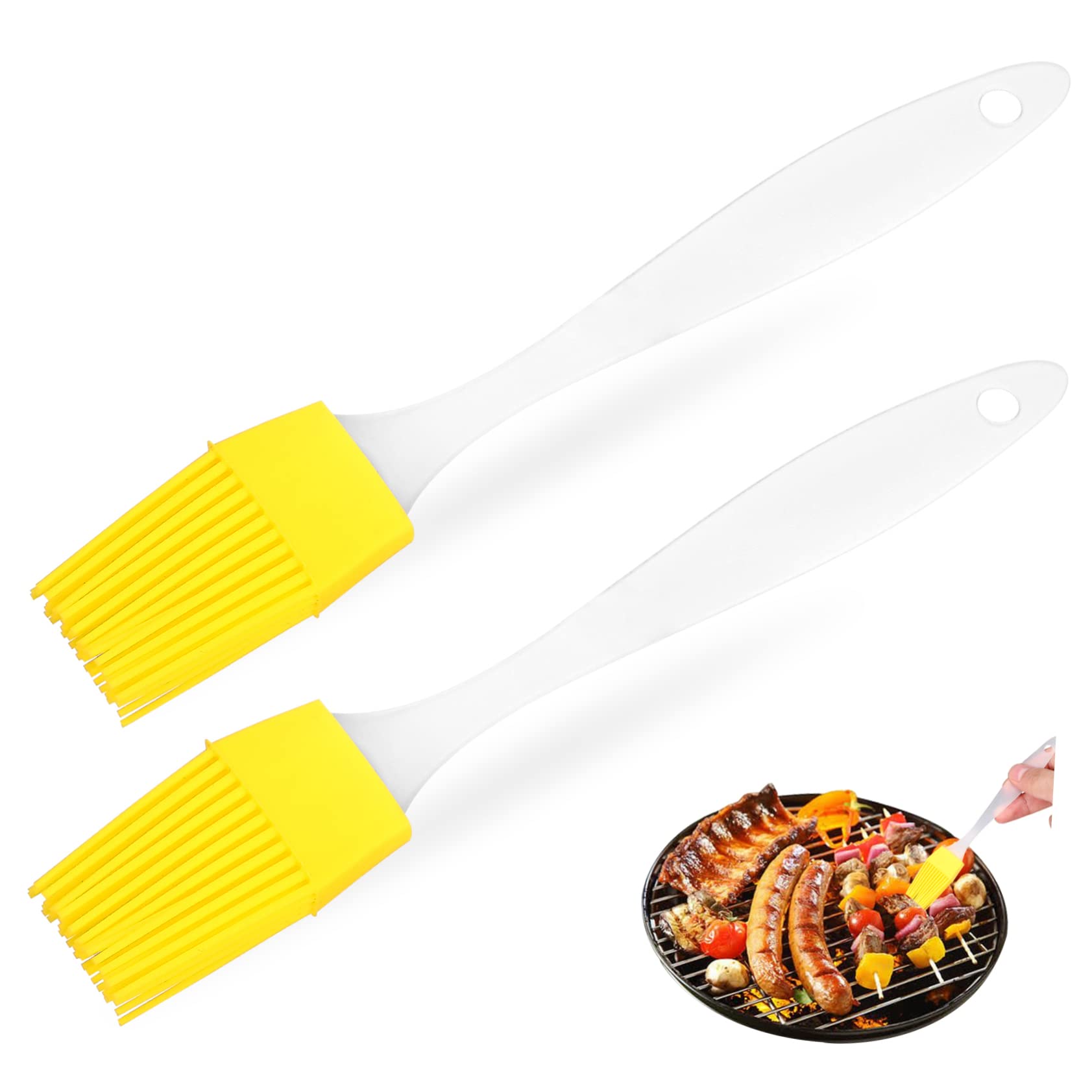 PRETYZOOM 2 Pcs Silicone Pastry Brush for Baking Grilling and Cooking Multipurpose Food Brush with Ergonomic Handle for Even Sauce Distribution and Comfortable Grip