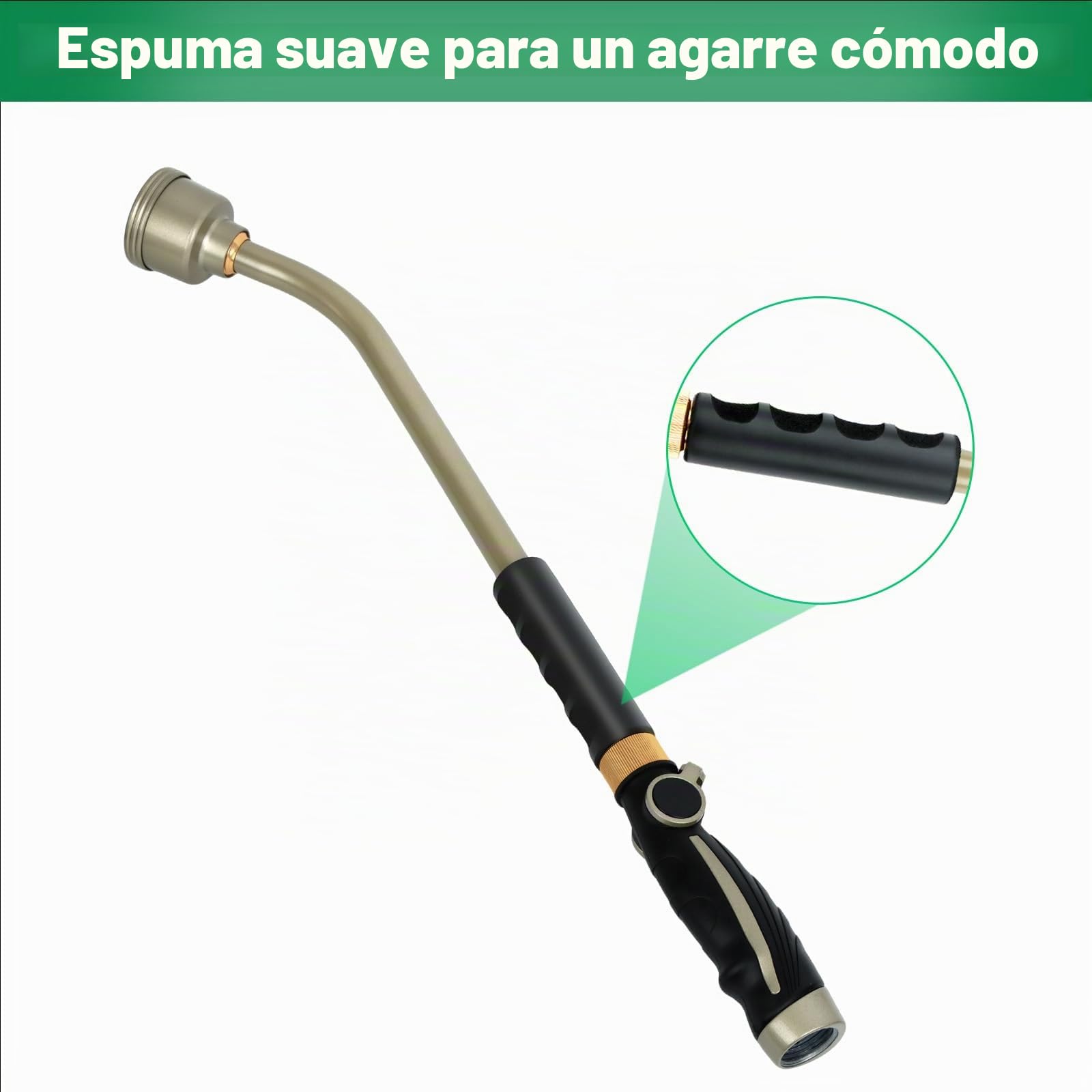 RESTMO Lanza de Riego de Jardín, varita de pulverización de ducha suave y completa de 61 cm con control de flujo del pulgar, pistola de pulverización de tubo de manguera resistente para macetas