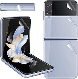 [1SET 5PCS] Galaxy Z Flip 4 Screen Protector, HD Full Covered Outer + Inside TPU Soft Film + Back Cover Flexible Screen Protector for Samsung Galaxy Z Flip 4 5G [Anti Scratch] [Bubble Free]