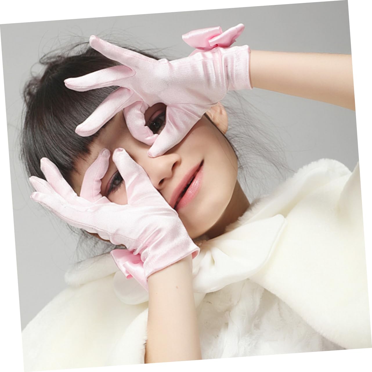 TINEASUR Lace Gloves Girls Flower Girl Gloves Short Fashionable Pink Comfortable Fit Great for Wedding Party