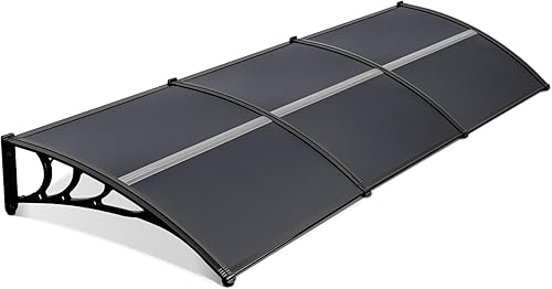 MCombo Toldo para ventana de 38 x 116 pulgadas, para exteriores, toldo de policarbonato para puerta, para patio, 6055-4012 (tablero gris + soporte