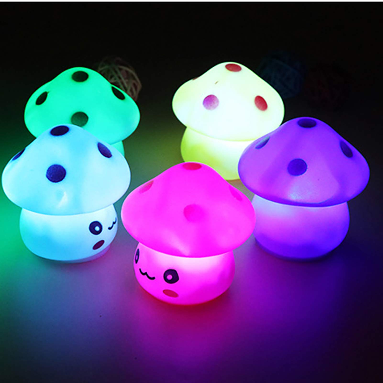 Tuelaly Cute Night Light 1PC Night Light Fantastic Cute Vinyl Mushroom LED Light for Desk Decor Blue — view 5