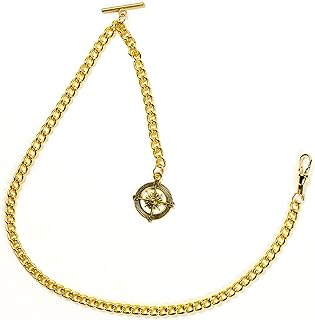 YECSOSS Men's Pocket Watch Chain Albert Vest Chain Compass Necklace Pendant Design Pendant T Bar