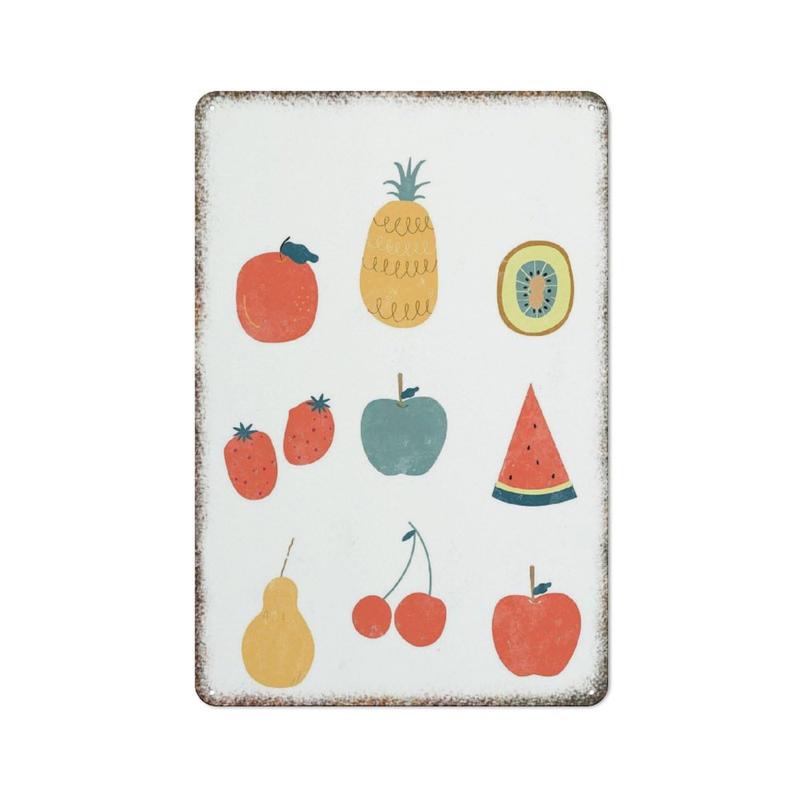 Cute Fruit Pattern Metal Wall Art Nursery Kids Room Playroom Home Garden Kitchen Retro Decor Plaque 8x12 Inch