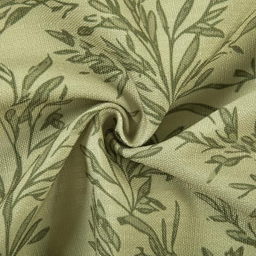 Image of TWOPAGES Rod Pocket Leaf Print Cafe Curtains, Jade, 26W x 36L