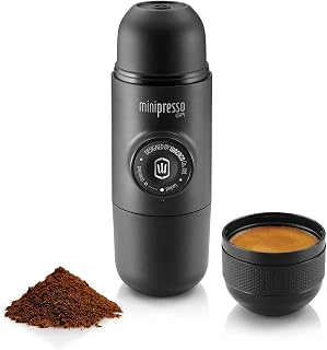 WACACO Camping Kaffeemaschine Tragbare Kompatibel Gemahlener Kaffee, Kleine Reisekaffeemaschine, Manuell von Piston Action betrieben, Mini Kaffeemaschine für unterwegs, Minipresso GR, Schwarz